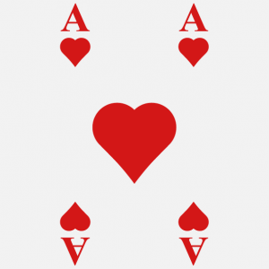 T-shirt cards. Print an ace of hearts t-shirt with this game card design.