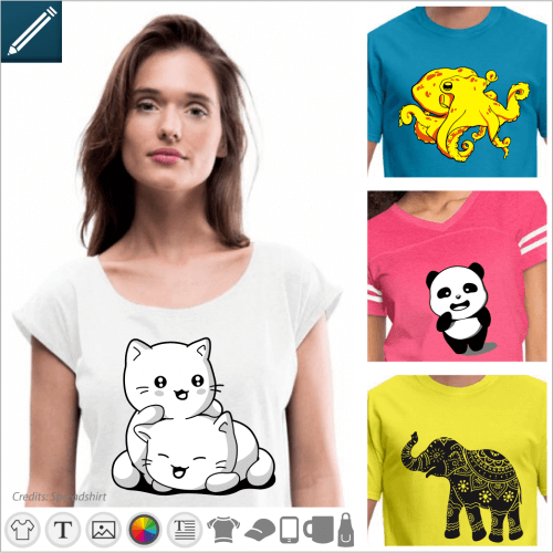 T-shirt animals and designs nature to customize online.