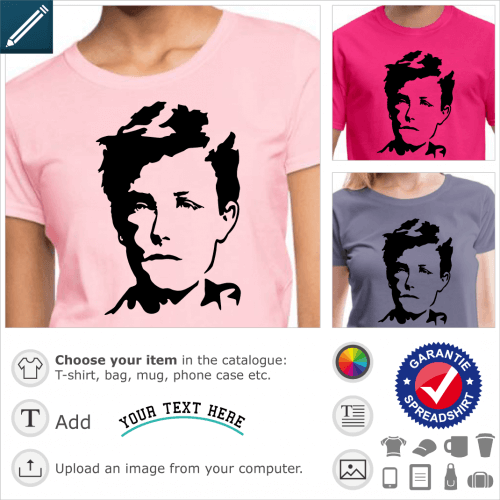 Rimbaud t-shirt. Arthur Rimbaud, portrait of the poet to be printed online.