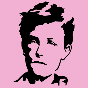 Literature T-shirt. Stylized portrait of Arthur Rimbaud, a writer and poet design.