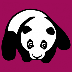 Panda baby on his belly, two color panda design to print on t-shirt or accessory.