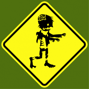 T-shirt funny road sign with a zombie character to print.