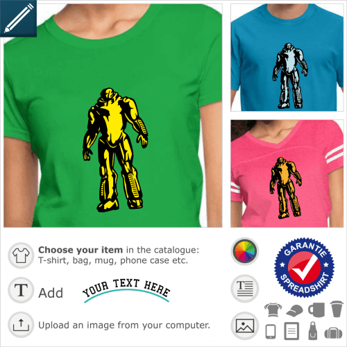 Geek robot with a futuristic design, designed in two colors with an opaque background and very sharp contrasts.