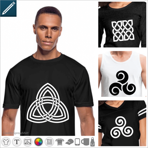 Create a custom triskel t-shirt with these Celtic symbols with 3 spirals for online printing.