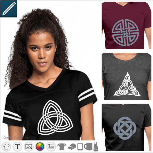 Celtic t-shirt to customize, Celtic design, triskels, triquetra.