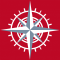 Cross compass surrounded by a circle, two-tone compass rose. Print a t-shirt.