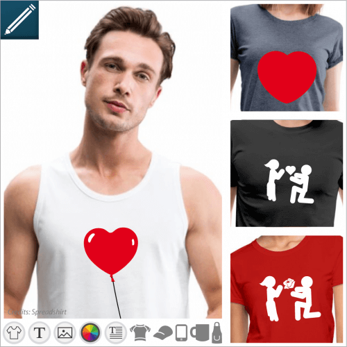 T-shirt love and couple, relationship and hearts to personalize and print online.