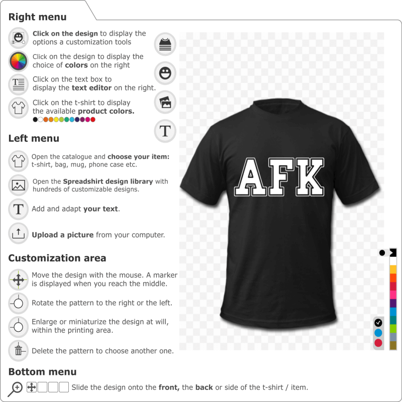 Gaming T-shirts, AFK written in capital letters. Do-it-yourself t-shirt 