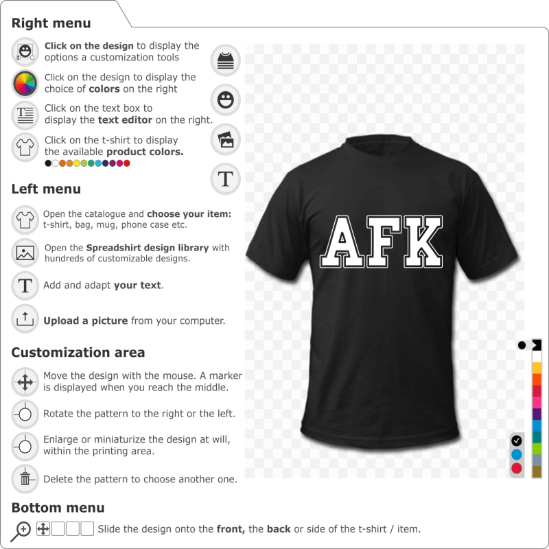 Gaming T-shirts, AFK written in capital letters. Do-it-yourself t-shirt