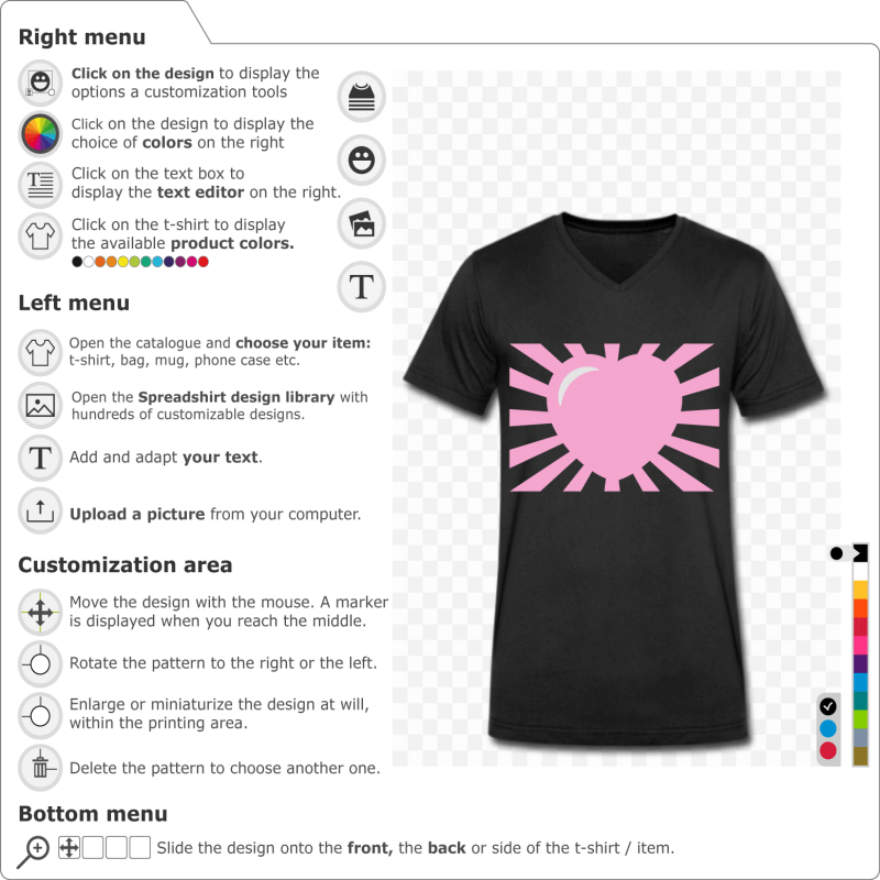 Create an animated heart t-shirt online
