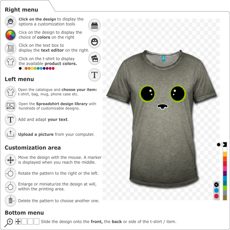 Kawaii cat eyes t-shirts to create yourself 