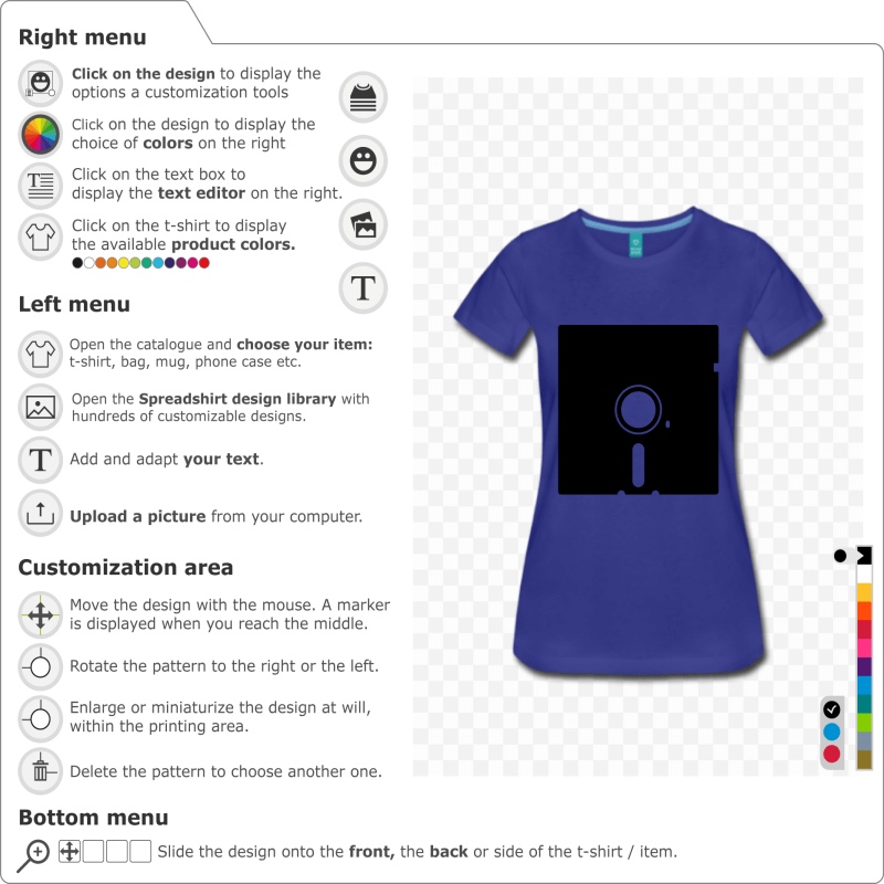 Customize a 5-inch floppy disk t-shirt to create and customize online