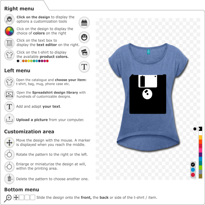 Customize a custom floppy disk t-shirt online 