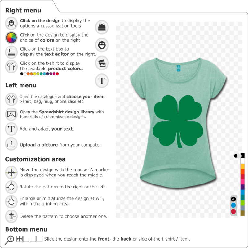 Custom four-leaf clover shirt. Plain Irish clover, to be printed on St Patrick's day t-shirt.