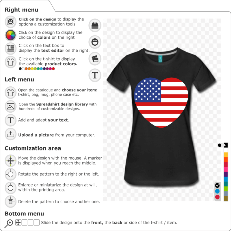Customize a Heart USA flag t-shirt