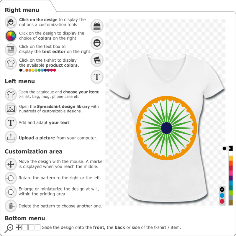 Create a custom Chakra Ashoka Indian flag t-shirt