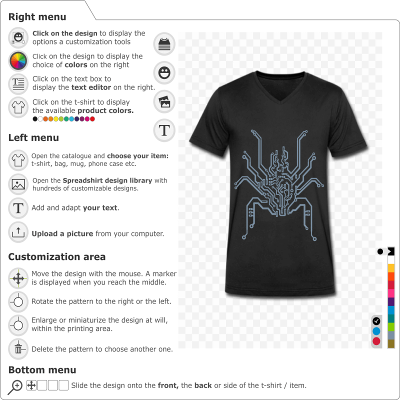 Print a spider t-shirt drawn on a printed circuit board