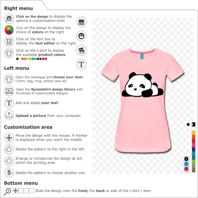Panda kawaii to personalize and print on t-shirt, bag, accessory etc.. Create a panda t-shirt.