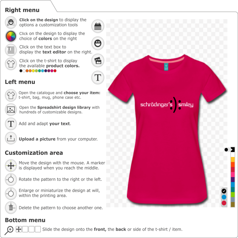 T-shirt schrödinger smiley personalized scientific humor and nerd