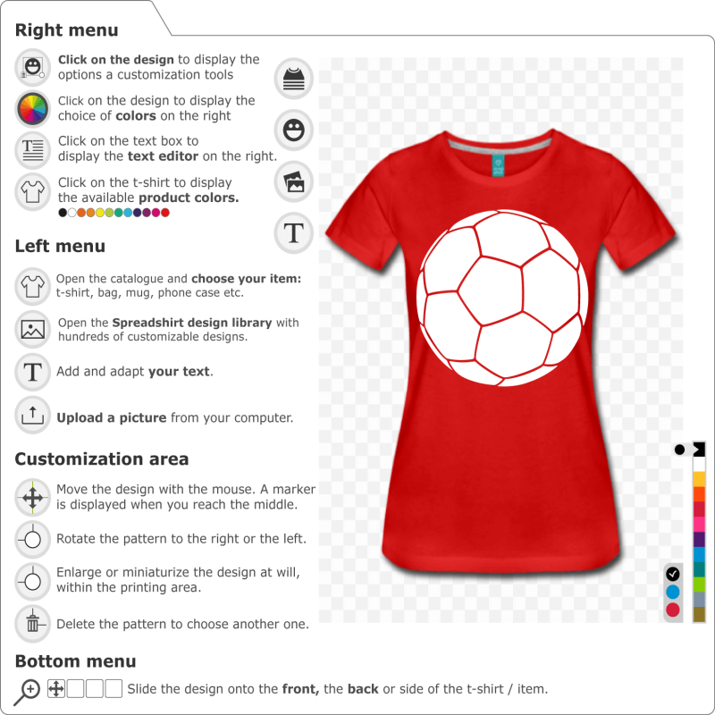 Create your original soccer t-shirt online with this customizable one-color ball.