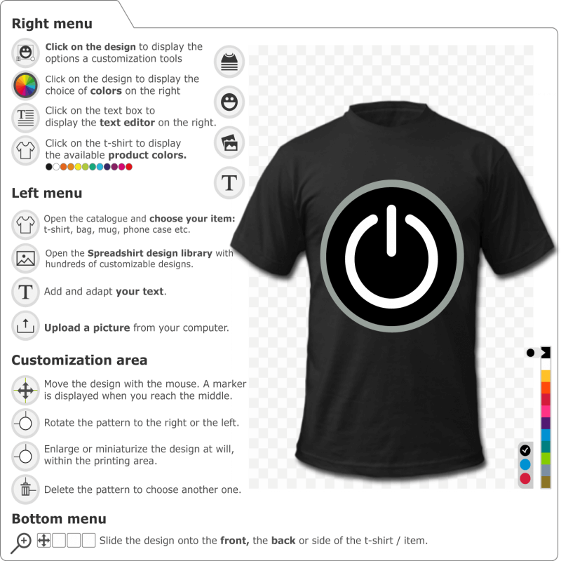 Print a gaming t-shirt with this Start button