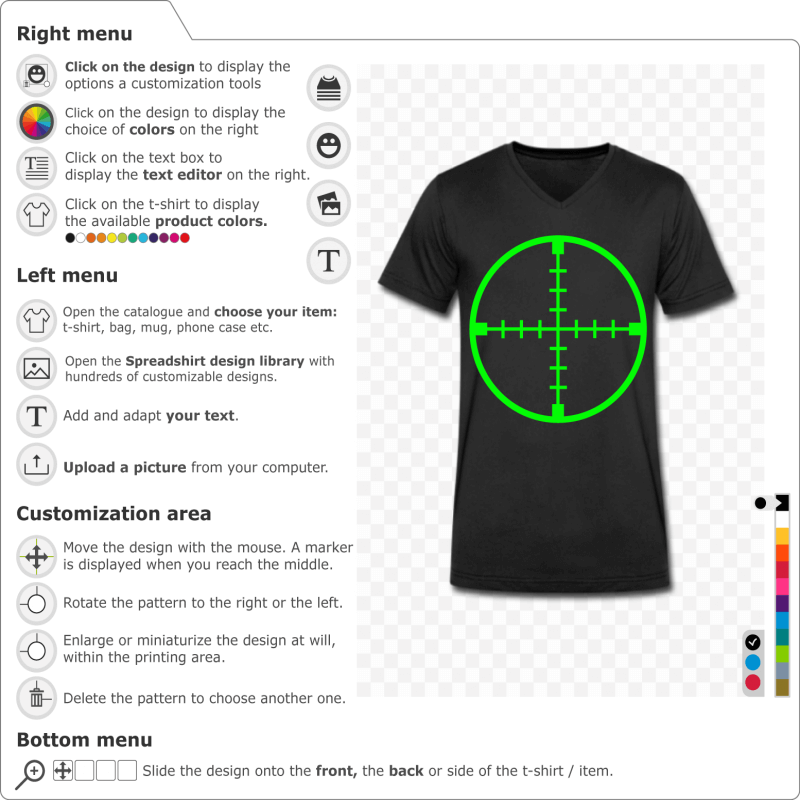 T-shirt viewfinder with a graduation to create yourself