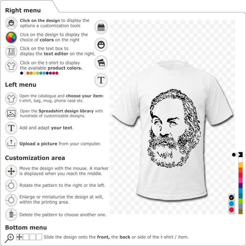 Walt Whitman T-shirt to print