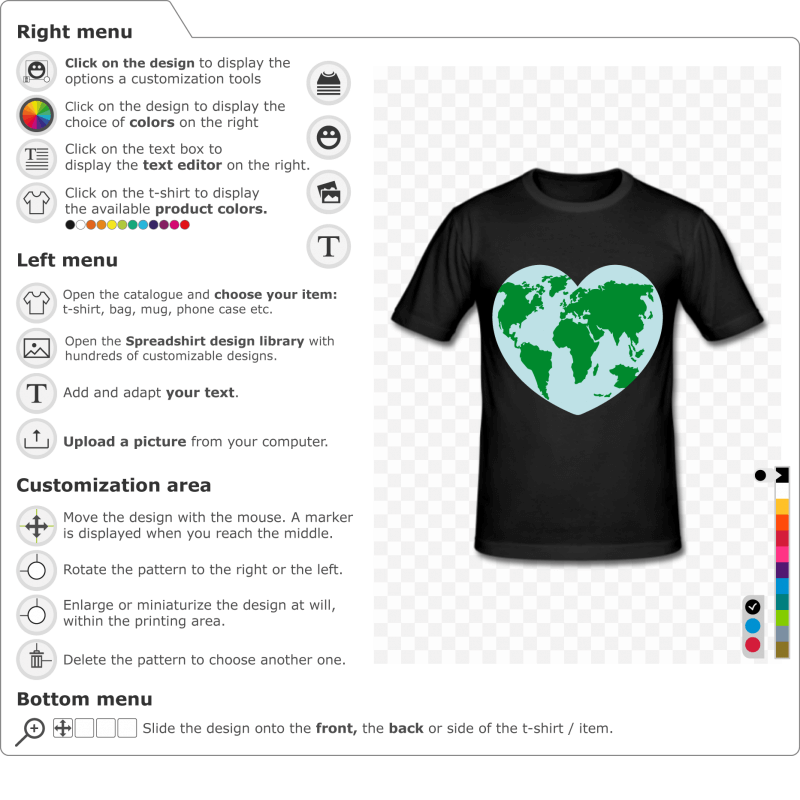 Create an I love Earth t-shirt to design online