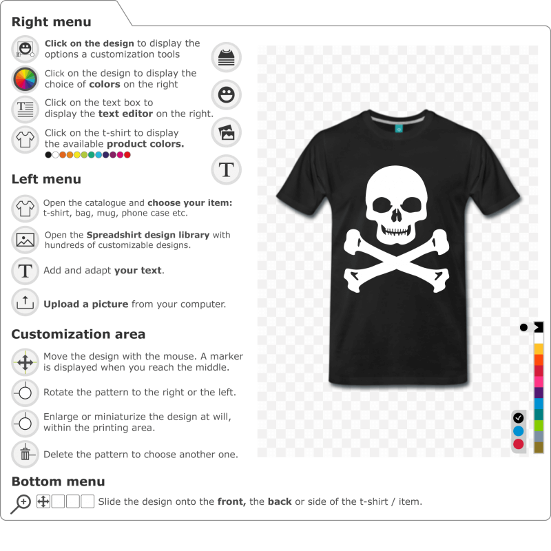 Custom square chin skull and crossbones t-shirt 