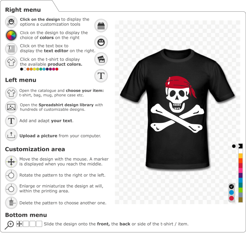 Customize a pirate T-shirt to design online 
