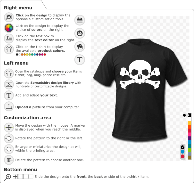 Create your own personalized simple skull and crossbones t-shirt 
