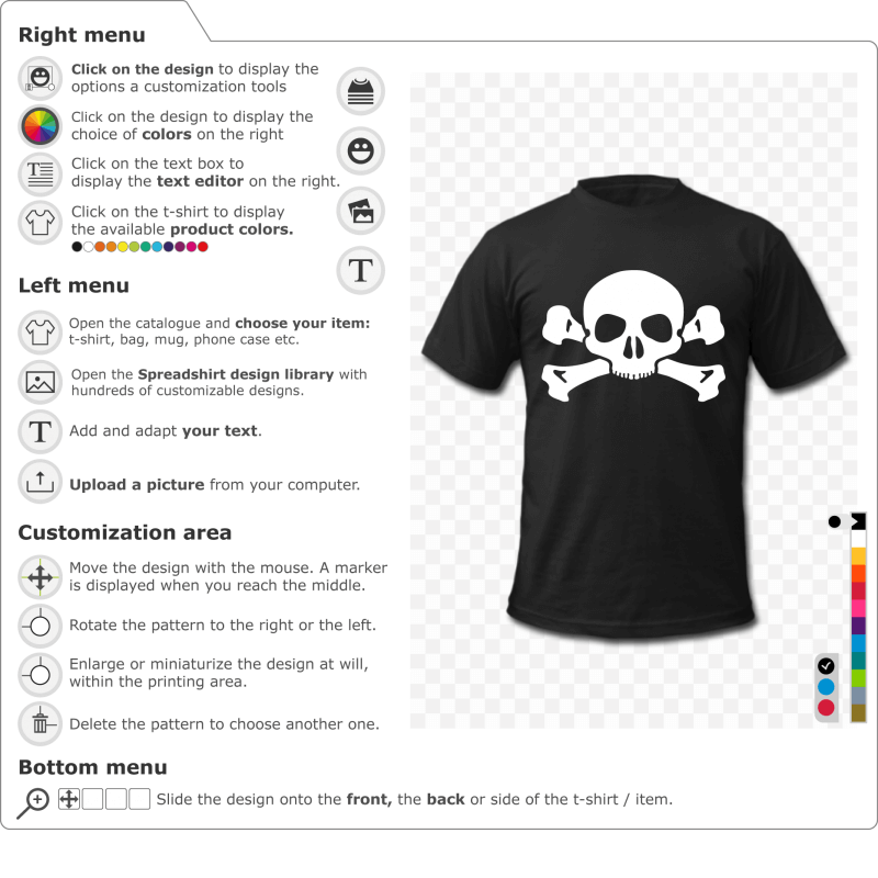 Create your own personalized simple skull and crossbones t-shirt