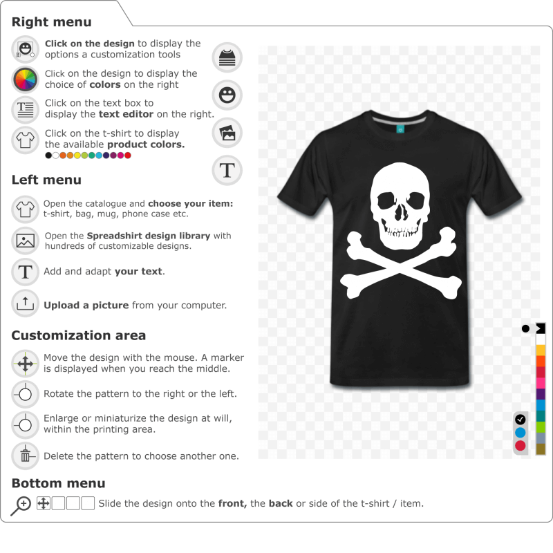 Customize a skull and crossbones t-shirt