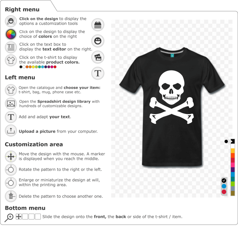 Custom Mocking Skull and Crossbones T-shirts online