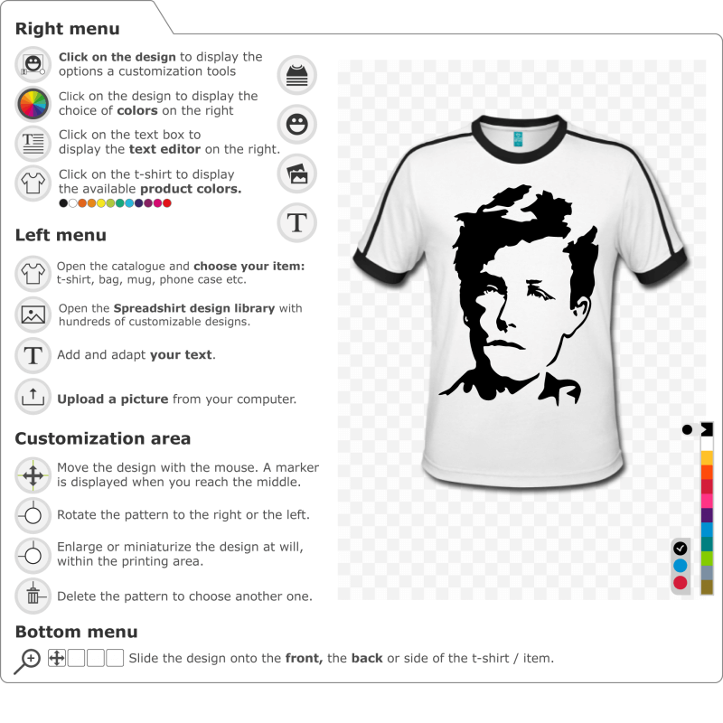 Customize your Arthur Rimbaud t-shirt to print 