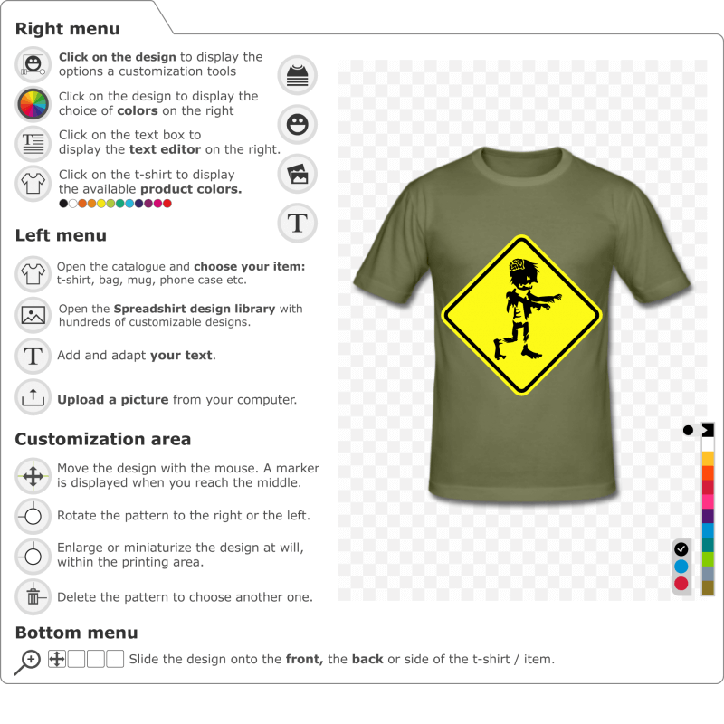 Print your custom zombie road sign t-shirt 