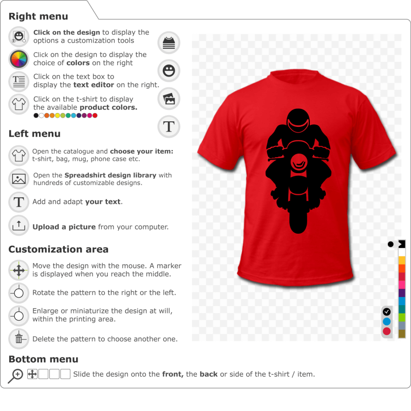 Personalize a biker t-shirt from the front online