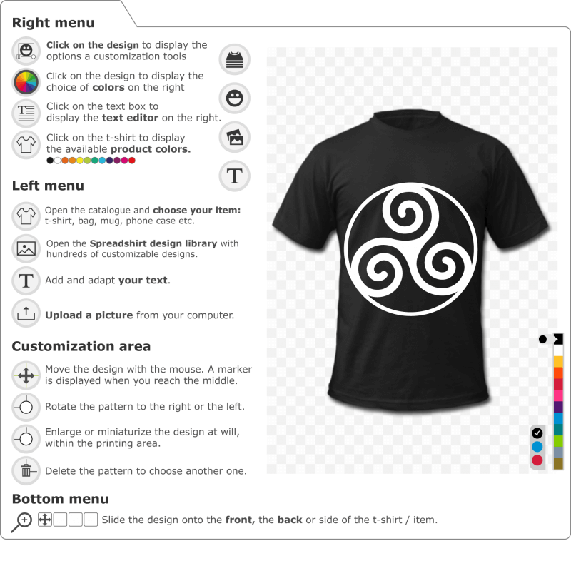 Your basic Celtic Triskel t-shirt ringed to create and customize online
