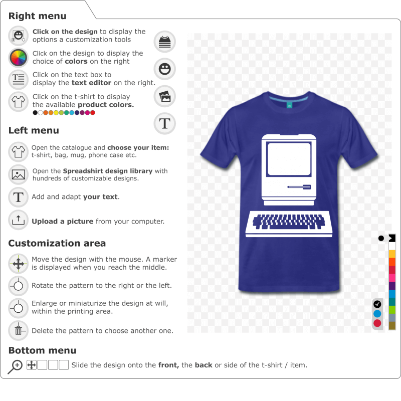 Customize a t-shirt Vintage computer pictogram to print