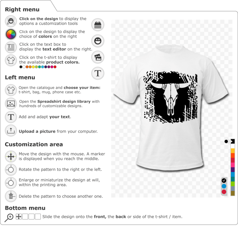 T-shirt Cow skull to design online