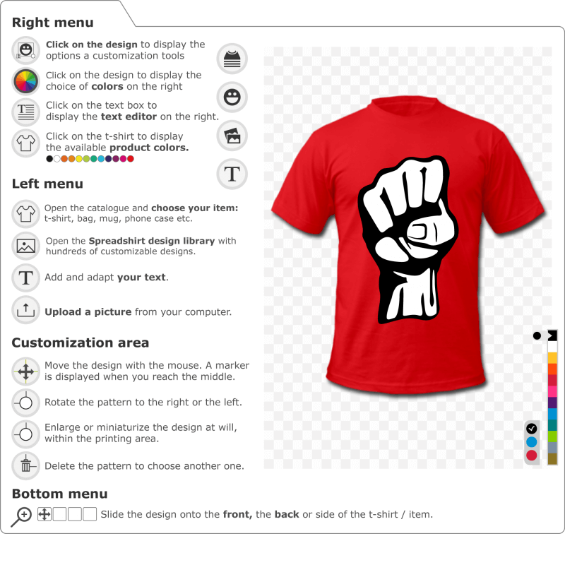 Create your raised fist t-shirt to print 