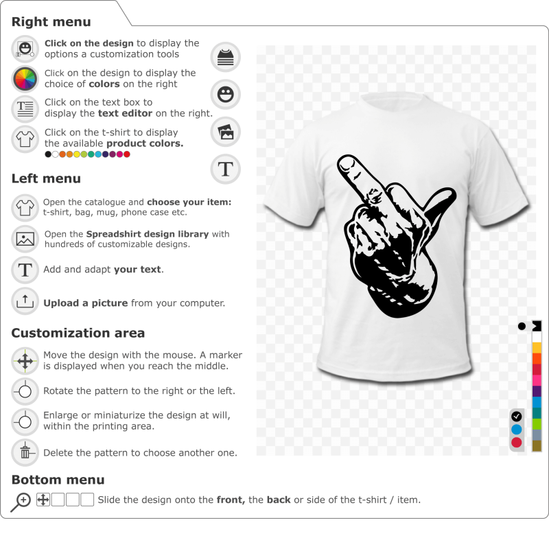 Print a fuck middle finger t-shirt online