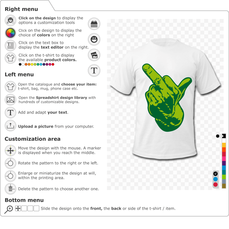 Print your finger t-shirt from the middle fuck