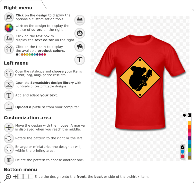 Create a Koala t-shirt road sign online
