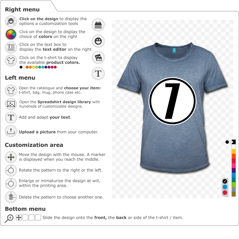 Customize a 7 ringed T-shirt to print