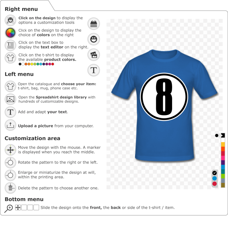 Customize a custom number 8 t-shirt