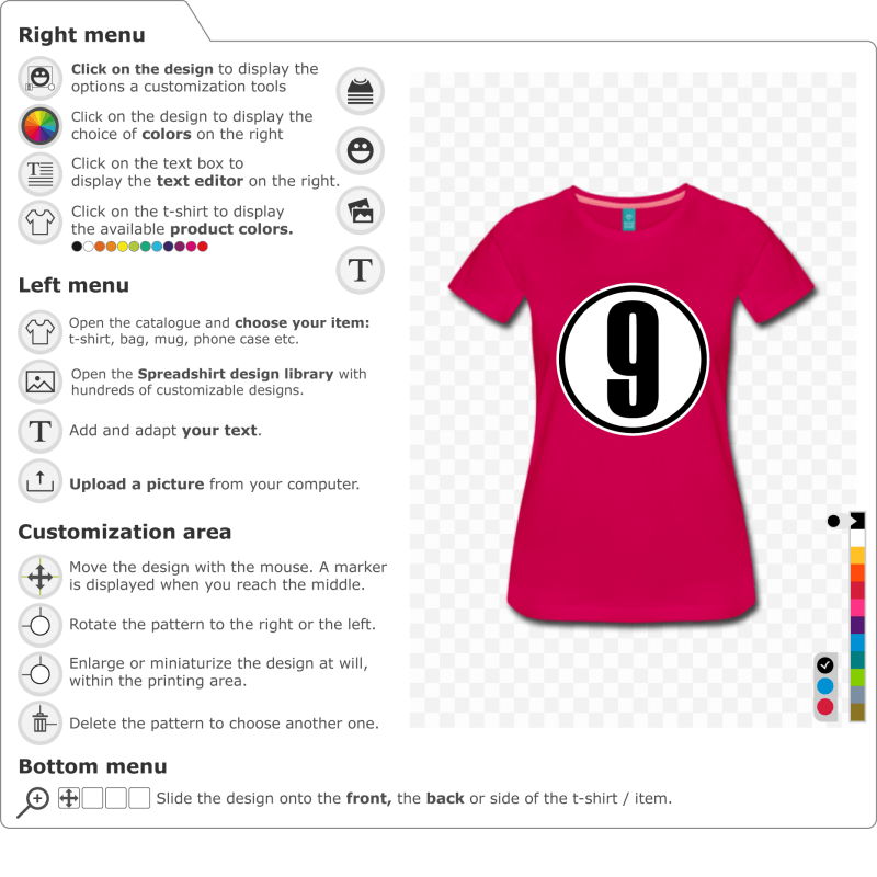 Customize your Number 9 T-shirt to print 