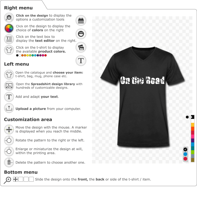 Create a T-shirt On the road text to customize yourself