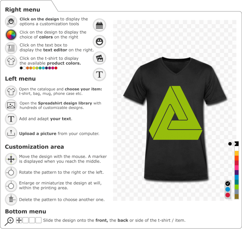 Penrose impossible triangle t-shirt to print yourself online