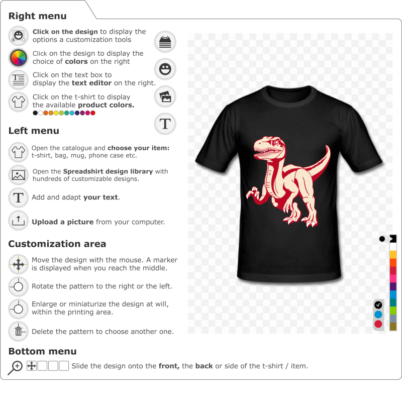 Original velociraptor t-shirt to personalize yourself. Create an original dinosaur t-shirt with this stylish raptor.